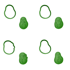 Sevimli Avokadolar Temalı Kurabiye Kalıbı ve Damga Seti 4 Parça - MufiCutters
