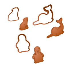 Kutup Hayvanları Temalı Kurabiye Kalıbı ve Damgası Seti 7 Parça - MufiCutters