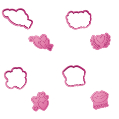 Sevgililer Günü Konsepti Temalı Kurabiye Kalıbı ve Damga Seti 4 Parça Tip:6 - MufiCutters